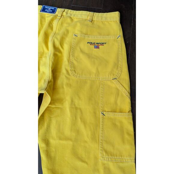 Ralph Lauren Polo Sport Yellow Carpenter Jeans Men 34 Relaxed Straight Fit New - Picture 7 of 16